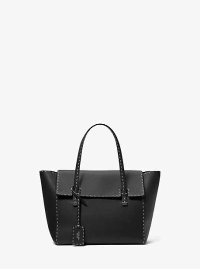 MICHAEL KORS SOPHIA HAND-STITCHED PEBBLED LEATHER SATCHEL