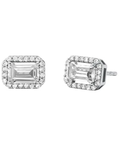 MICHAEL KORS STERLING SILVER EMERALD HALO STUD EARRINGS