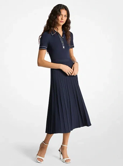 MICHAEL KORS STRETCH KNIT POLO MIDI DRESS
