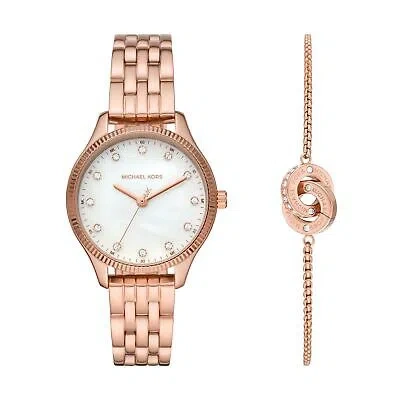 MICHAEL KORS WOMENS WRISTWATCH + BRACELET MICHAEL KORS LEXINGTON MK1025 STEEL GOLD ROSE