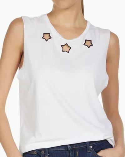 MICHAEL LAUREN BULL VINTAGE MUSCLE TANK IN WHITE/BLACK