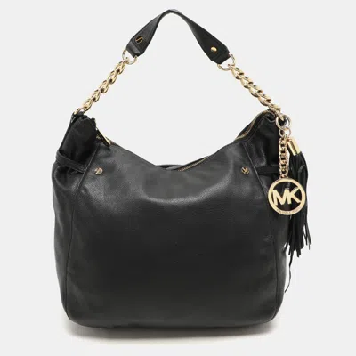 MICHAEL MICHAEL KORS BLACK LEATHER HOBO