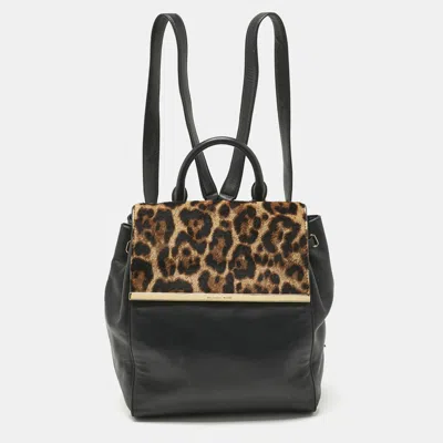 MICHAEL MICHAEL KORS BLACK/BROWN LEOPARD PRINT CALFHAIR AND LEATHER LANA BACKPACK