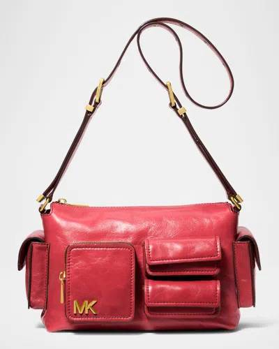 MICHAEL MICHAEL KORS DAKOTA MEDIUM POCKET LEATHER SHOULDER BAG