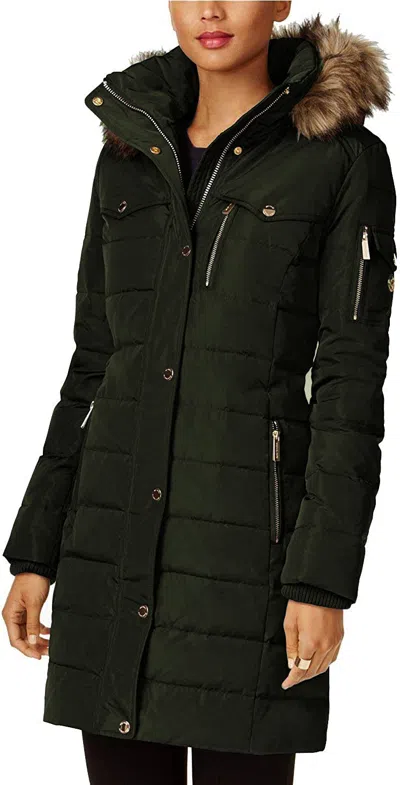 MICHAEL MICHAEL KORS MICHAEL MICHAEL KORS WOMEN'S DARK MOSS 3/4 DOWN PUFFER COAT