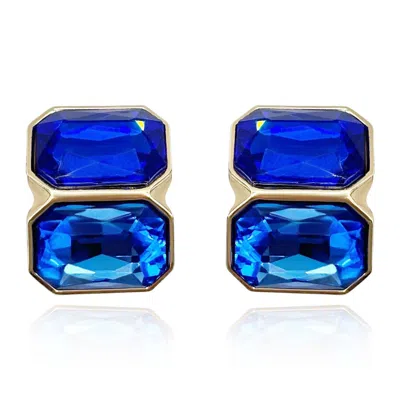 MICHAEL NASH JEWELRY WOMEN'S BLUE SAPPHIRE AND LIGHT SAPPHIRE CLIP EARRINGS