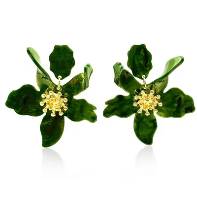 MICHAEL NASH JEWELRY WOMEN'S GREEN OLIVE FLORAL RESIN DROP EARRINGS