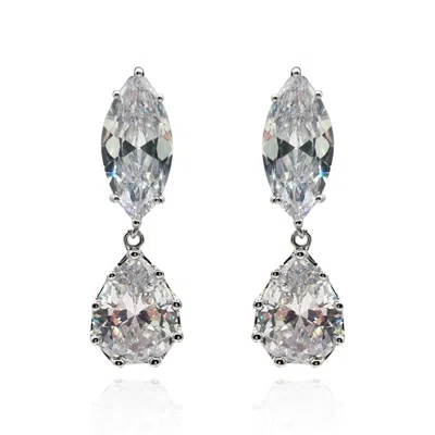 MICHAEL NASH JEWELRY WOMEN'S NEUTRALS MARQUISE AND PEAR SHAPE DIAMOND CUBIC ZIRCONIUM CIP ON EARRINGS