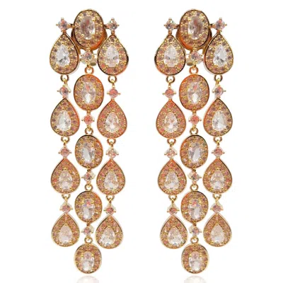 MICHAEL NASH JEWELRY WOMEN'S NEUTRALS MULTI SHAPE CRYSTAL DROP CLIP ON EARRINGS SET IN GOLD PLATE