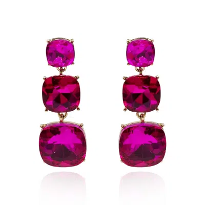 MICHAEL NASH JEWELRY WOMEN'S PINK TRIPLE CUSHION SHAPE FUSCHIA DROP EARRINGS