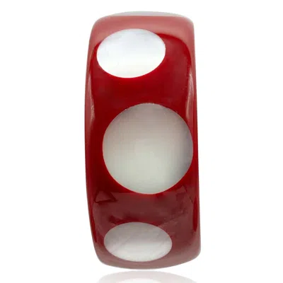 MICHAEL NASH JEWELRY WOMEN'S WHITE / RED BURGUNDY AND MOTHER OF PEARL DECO-STYLE SPOTTED BRACELET