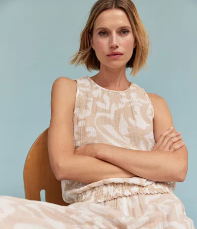 MICHAEL STARS JANELLE PRINTED TIE NECK TANK