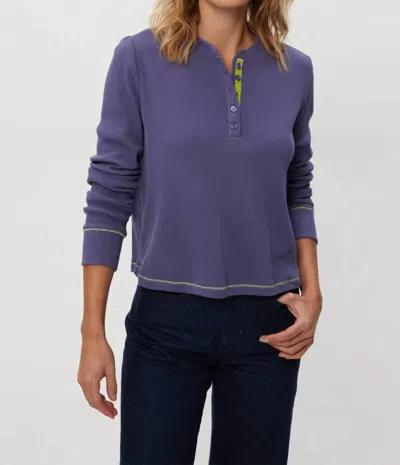 MICHAEL STARS LINA THERMAL HENLEY TEE IN MOONLIT