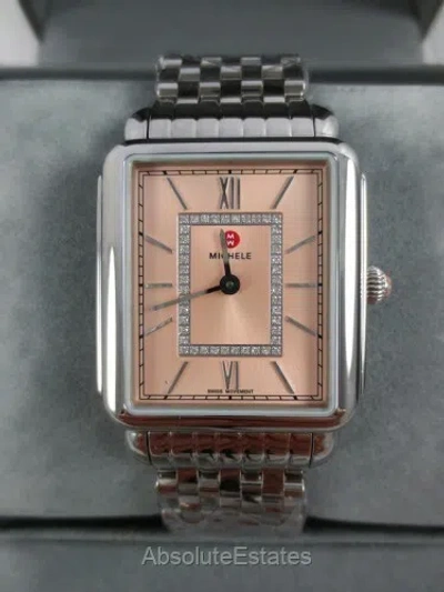 MICHELE MICHELE DECO II DESERT ROSE PINK SILVER DIAMOND WATCH MWW06X000036 STAINLESS