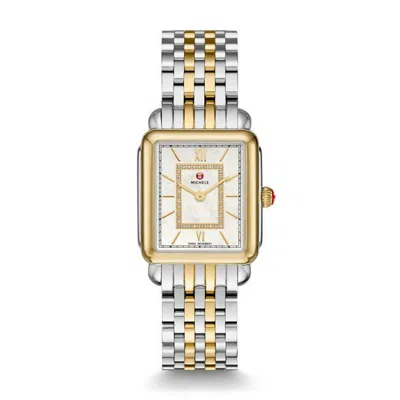 MICHELE MICHELE DECO II MID DIAMOND DIAL TWO-TONE STEEL LADIES WATCH (MWW06I000024)