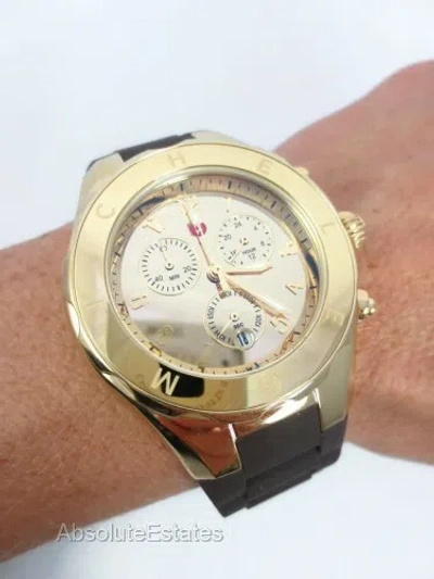 MICHELE MICHELE JELLY BEAN TAHITIAN GOLD & BROWN SILICONE WATCH MWW12F000101