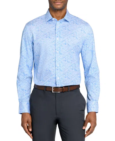 MICHELSONS OF LONDON MEN'S FLORAL PRINT HYBRID SLIM FIT EASY CARE LONG SLEEVE SHIRT
