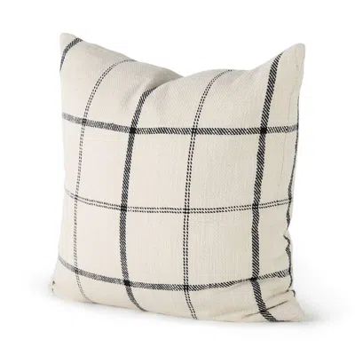 MICKLER & CO. STEPH PLAID PILLOW IN CHARCOAL GREY/CREAM