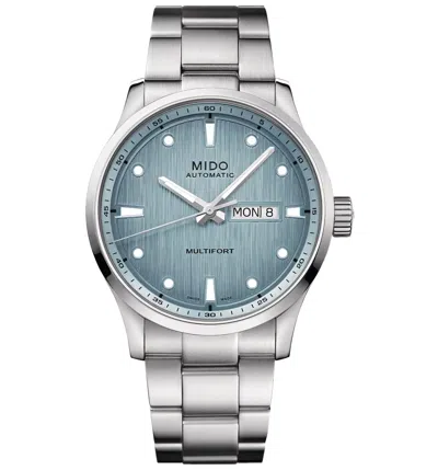 MIDO MIDO MULTIFORT M FREEZE M038.430.11.041.00 AUTOMATIC MEN'S WATCH – ICE BLUE DIAL, STAINLESS STEEL BR