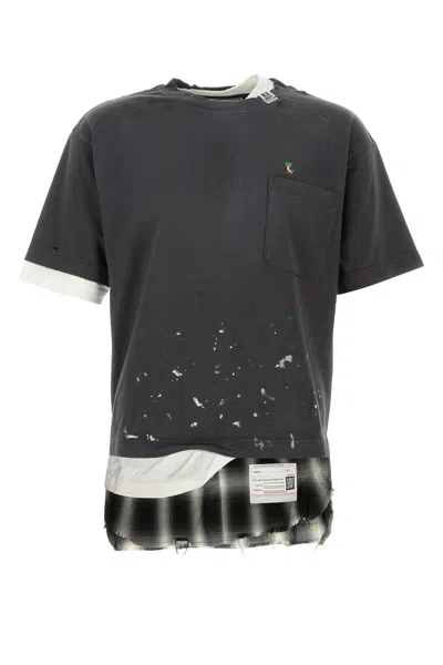 MIHARAYASUHIRO DARK GREY COTTON LAYERED T-SHIRT