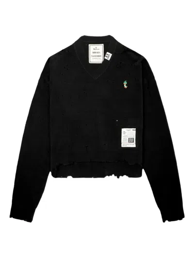 MIHARAYASUHIRO FRAYED V-NECK SWEATER