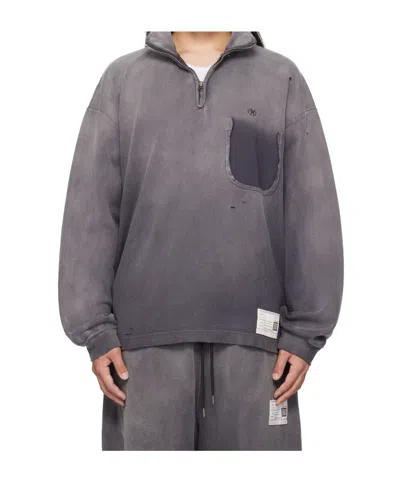 MIHARAYASUHIRO DISTRESSED-EFFECT HALF-ZIP SWEATSHIRT