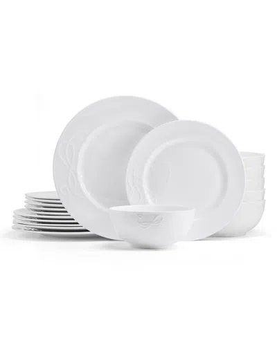 MIKASA EMBOSSED LOVE STORY BONE CHINA 18 PIECE DINNERWARE SET, SERVICE FOR 6