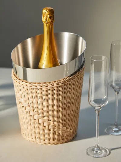 MILA MAURIZI ORCHIDEA HANDWOVEN WICKER AND STEEL CHAMPAGNE BUCKET