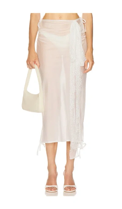 MILKWHITE X REVOLVE MIDI SKIRT WITH LACE DETAILS