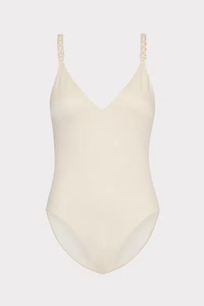 MILLY CABANA SHIMMER TEXTURE BRAIDED ONE PIECE