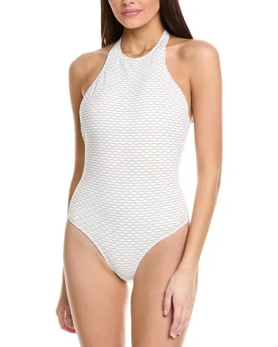 MILLY MILLY JACKIE TEXTURED WAVES HALTER ONE-PIECE