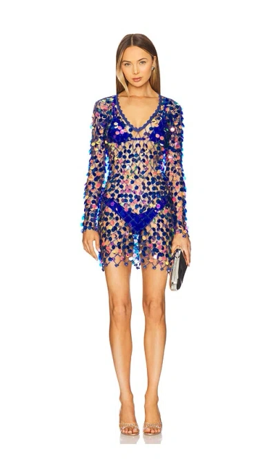 MILLY SEQUIN CROCHET MINI PULLOVER DRESS