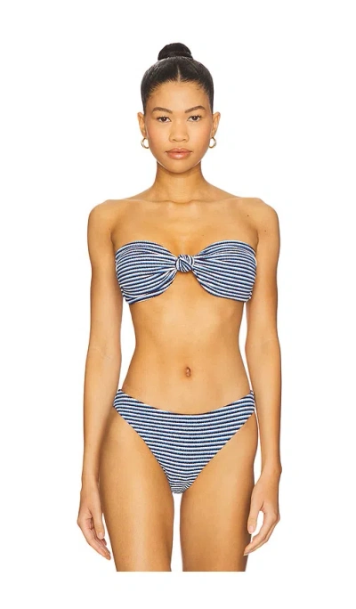 MILLY STRIPE KNOT BANDEAU BIKINI TOP
