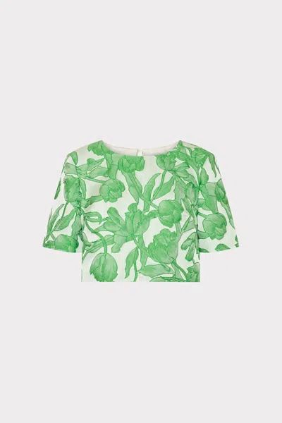 MILLY TULIP JACQUARD SHORT SLEEVE TOP