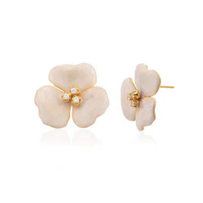 MILOU JEWELRY WOMEN'S NEUTRALS TRILLIUM FLOWER EARRINGS - CREAM