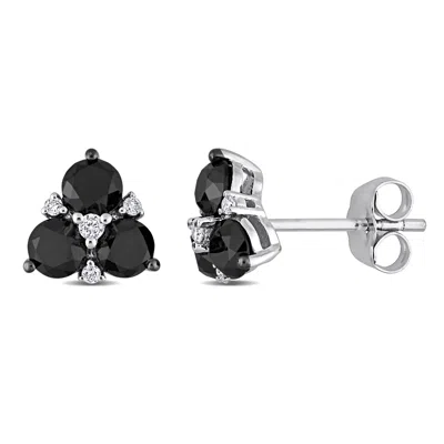 MIMI & MAX 1 1/2 CT TW BLACK AND WHITE DIAMOND STUD EARRINGS IN 10K WHITE GOLD