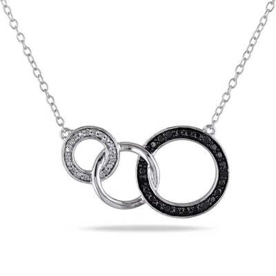 MIMI & MAX 1/10CT TDW DIAMOND CIRCLE LINK NECKLACE IN STERLING SILVER WITH BLACK RHODIUM