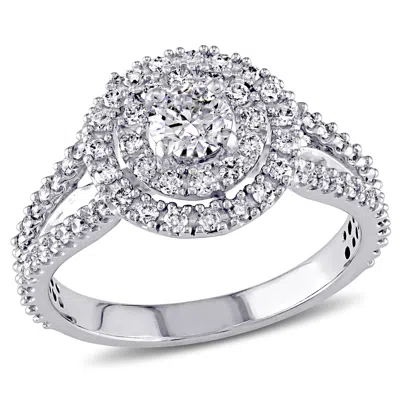 MIMI & MAX 1CT TW HALO DIAMOND ENGAGEMENT RING 14K WHITE GOLD