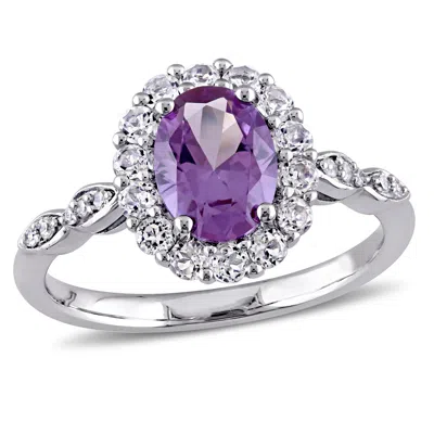MIMI & MAX 2 1/4CT TGW SIMULATED ALEXANDRITE WHITE TOPAZ DIAMOND ACCENT RING 14K WHITE GOLD