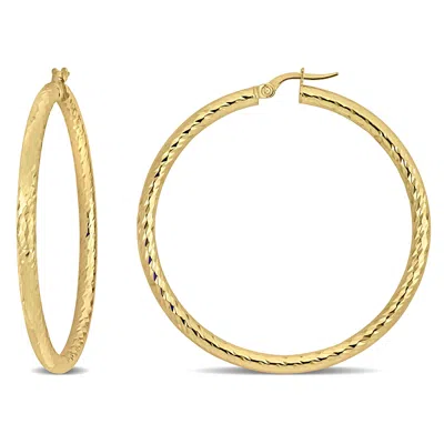 MIMI & MAX 47MM TEXTURED HOOP EARRINGS IN 14K YELLOW GOLD
