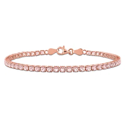 MIMI & MAX 5 1/10CT TGW SIMULATED MORGANITE TENNIS BRACELET ROSE SILVER-7.25 IN