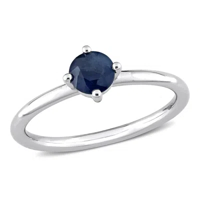 MIMI & MAX 5/8 CT TGW ROUND SAPPHIRE STACKABLE RING IN 10K WHITE GOLD