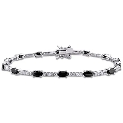 MIMI & MAX 8CT TGW BLACK AND WHITE CUBIC ZIRCONIA STATION BRACELET IN STERLING SILVER