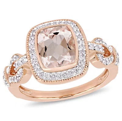 MIMI & MAX MORGANITE AND 1/3CT TW DIAMOND INFINITY HALO RING 10K ROSE GOLD