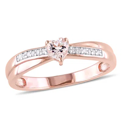 MIMI & MAX MORGANITE AND DIAMOND ACCENT HEART RING IN ROSE SILVER