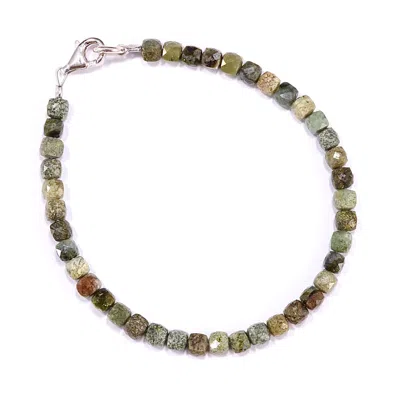 MINERALGEMS ✩ STUDIO MEN'S GREEN / BROWN GREEN JASPER BRACELET WITH EPIDOTE INCLUSIONS