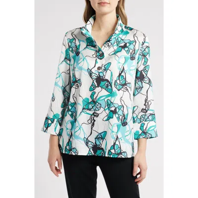 MING WANG MING WANG ABSTRACT PRINT BUTTON-UP SHIRT
