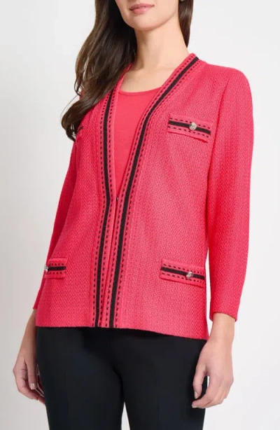 MING WANG MING WANG HERITAGE FIT CONTRAST TRIM KNIT JACKET