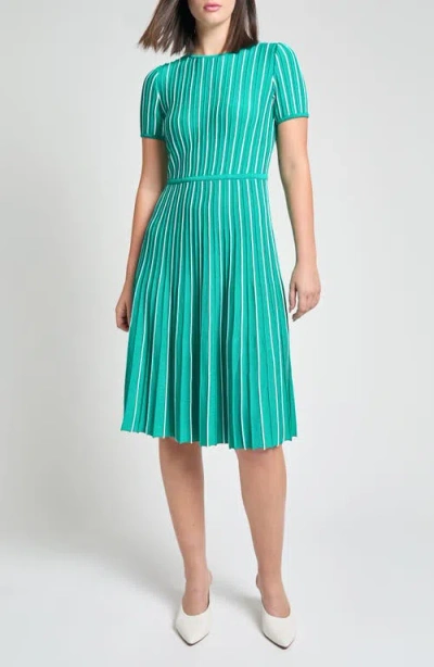 MING WANG MING WANG MODERN FIT STRIPE A-LINE KNIT DRESS