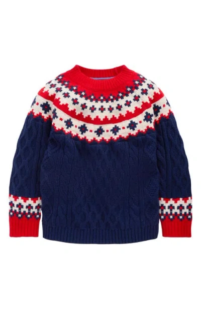 MINI BODEN MINI BODEN KIDS' FAIR ISLE COTTON & WOOL BLEND CABLE SWEATER